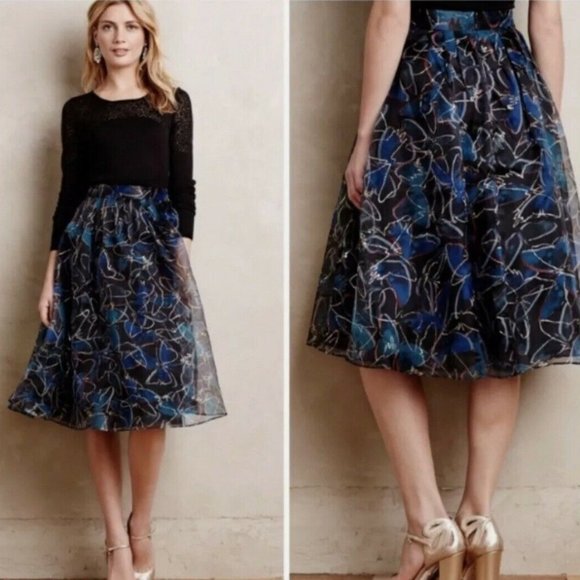 Moulinette Soeurs Anthropologie Butterfly Skirt Size O - Picture 1 of 7